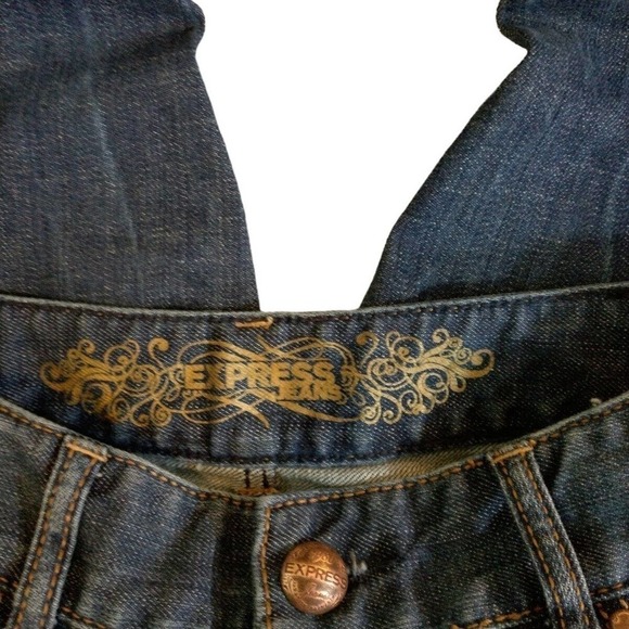 VTG Express Jeans Sz 0 Blue Denim Distressed Straight Leg Jeans Womens Mid RIse - Picture 5 of 9